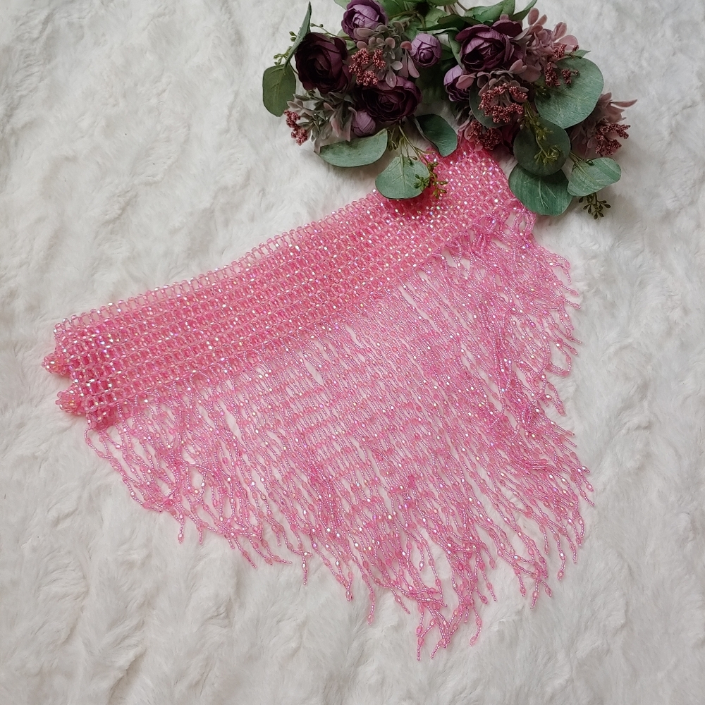Pink Shimmery Beaded Bellydance or Festival Skirt